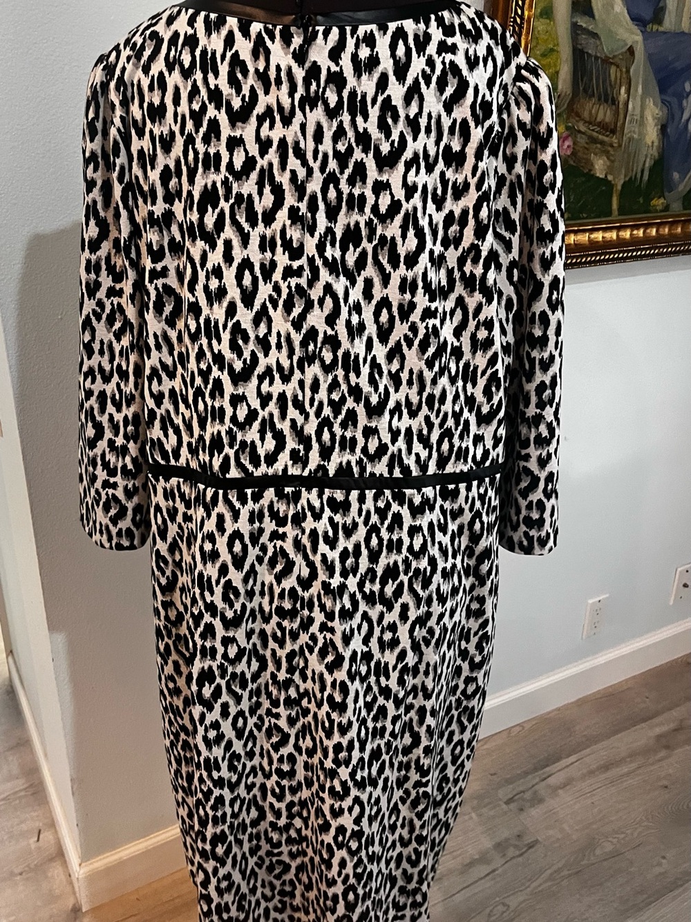 Talbots "Refined Ponte Dress" Black and White Leopard Print 20W - Picture 5 of 9